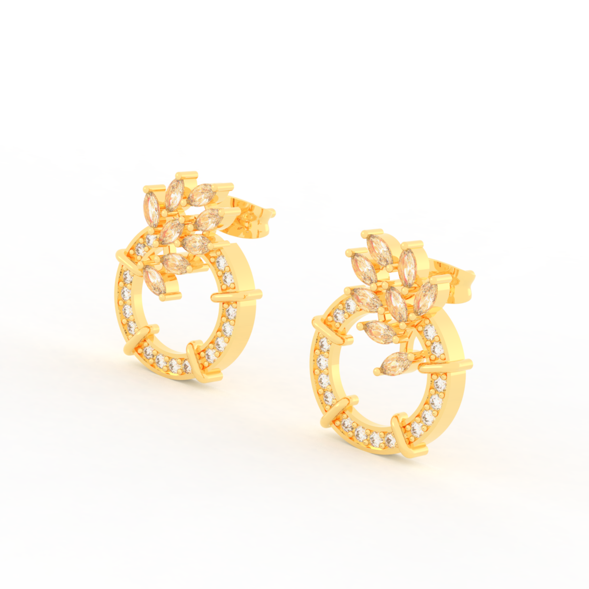Sparkling Gemstone Cluster Circle Stud Earrings, Hallmarked 925 Sterling Silver